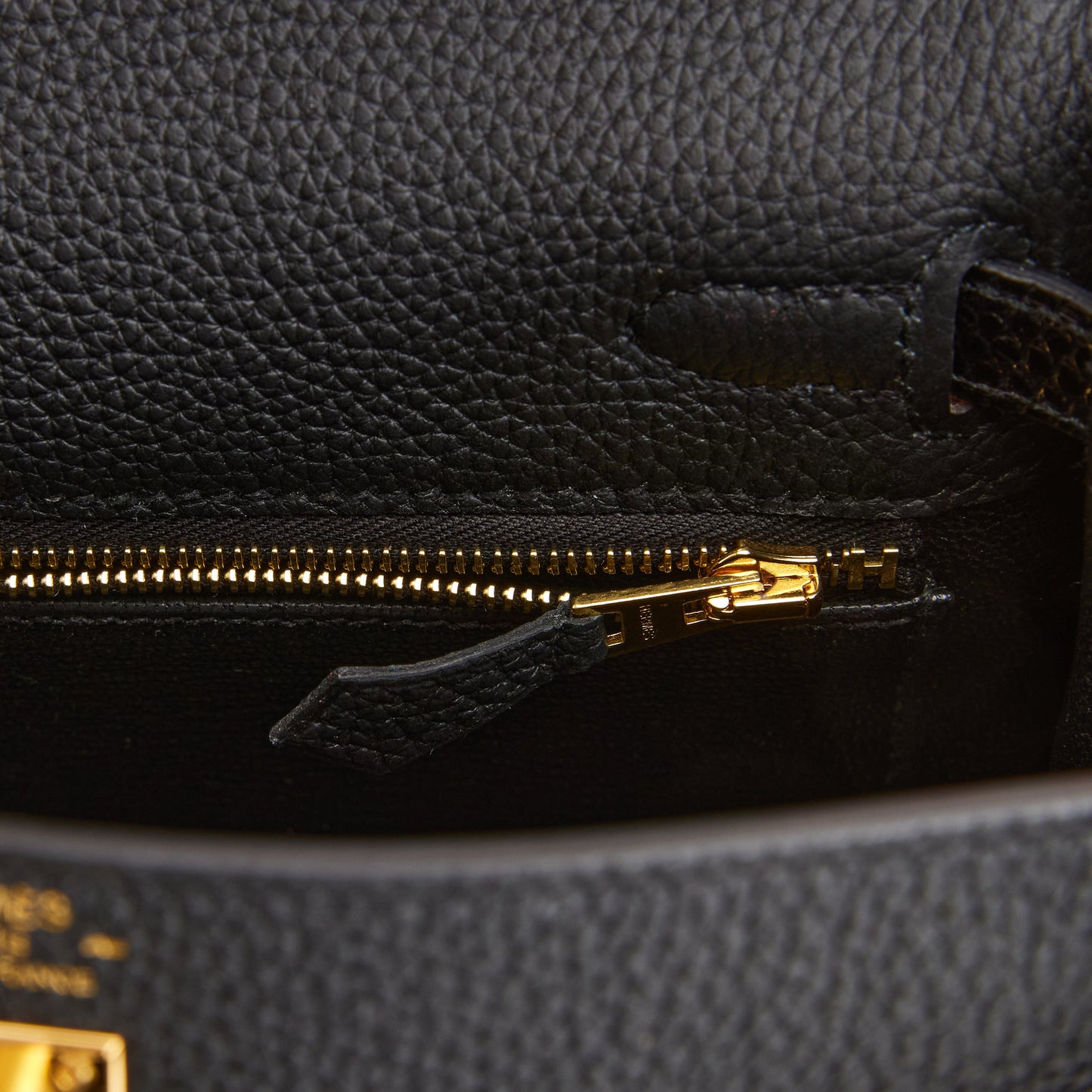 Hermes Kelly 25 Retourne Black Togo and Lizard Touch Gold Hardware