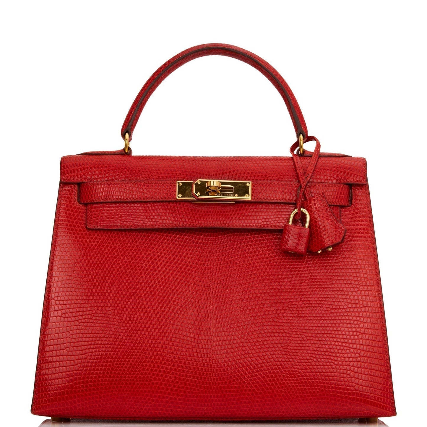 Hermes Kelly 28 Sellier Rouge Vif Lizard Niloticus Gold Hardware