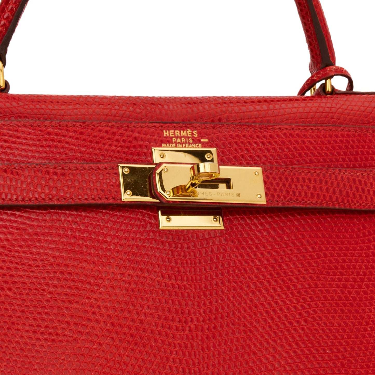 Hermes Kelly 28 Sellier Rouge Vif Lizard Niloticus Gold Hardware