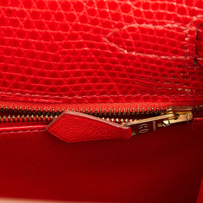 Hermes Kelly 28 Sellier Rouge Vif Lizard Niloticus Gold Hardware
