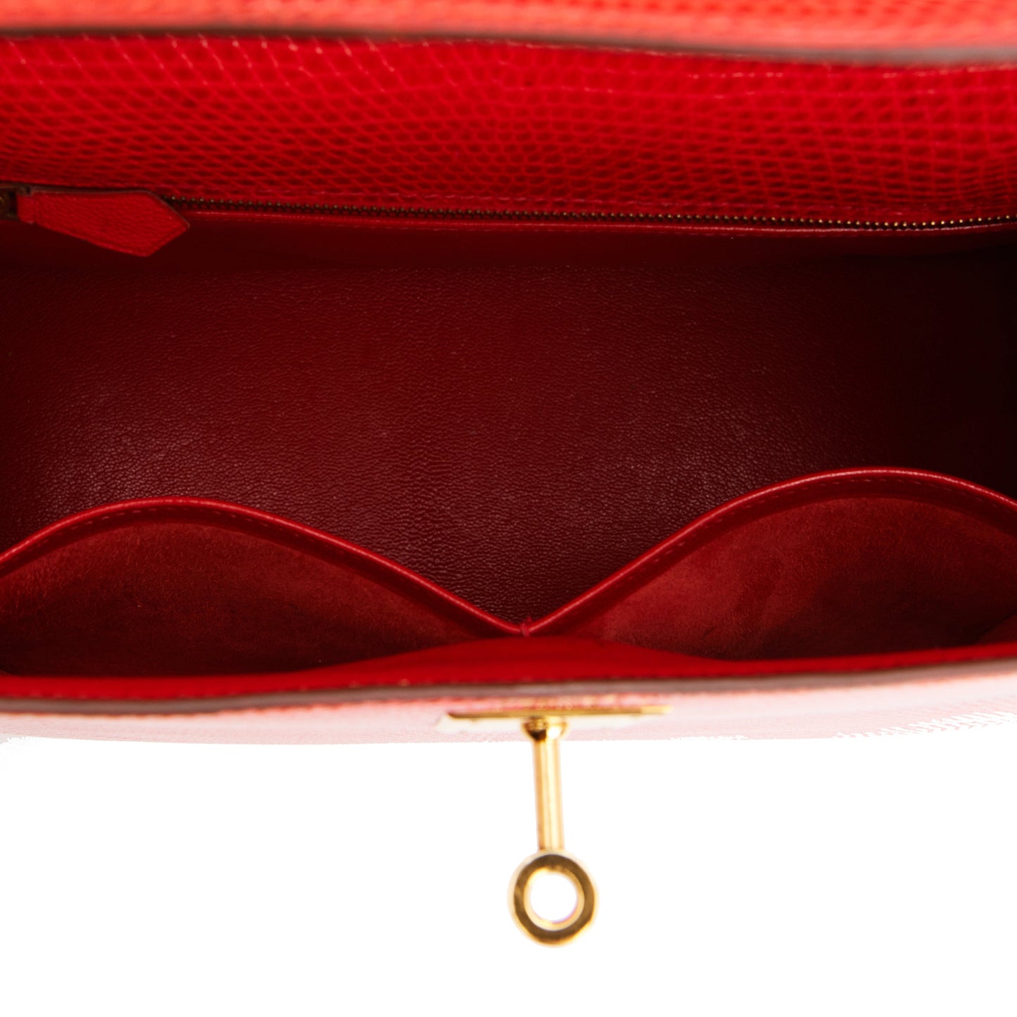 Hermes Kelly 28 Sellier Rouge Vif Lizard Niloticus Gold Hardware