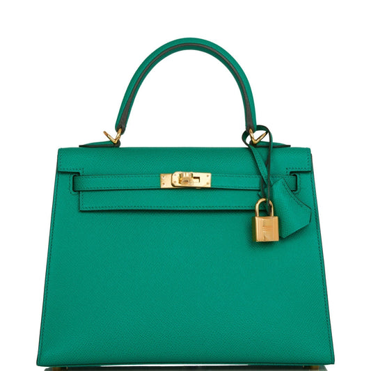 Hermes Kelly 25 Sellier Vert Jade Epsom Gold Hardware
