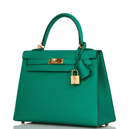 Hermes Kelly 25 Sellier Vert Jade Epsom Gold Hardware