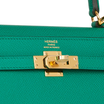 Hermes Kelly 25 Sellier Vert Jade Epsom Gold Hardware