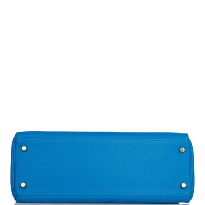 Hermes Kelly 32 Retourne Bleu Hydra Evercolor Gold Hardware