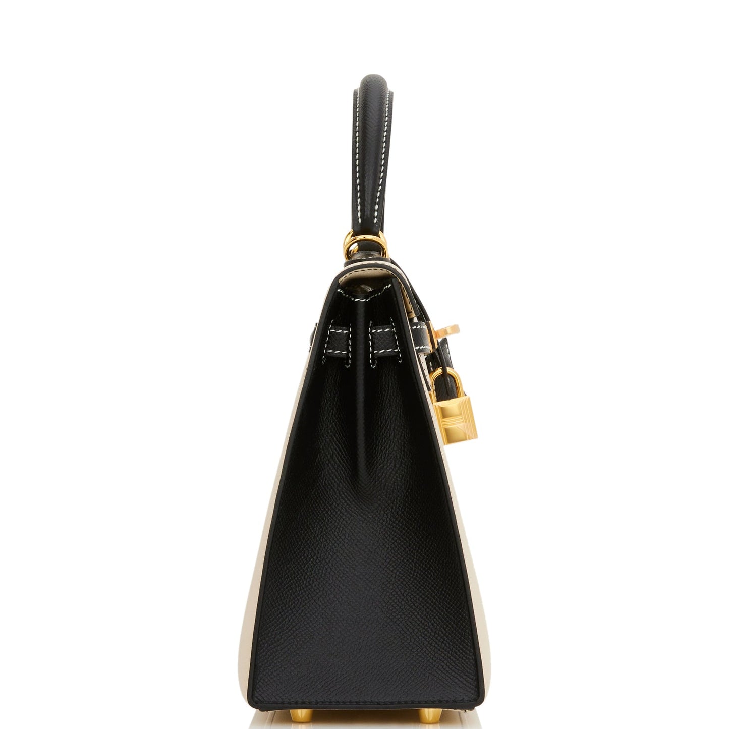 Hermes Kelly 25 Sellier Nata and Black Epsom Gold Hardware