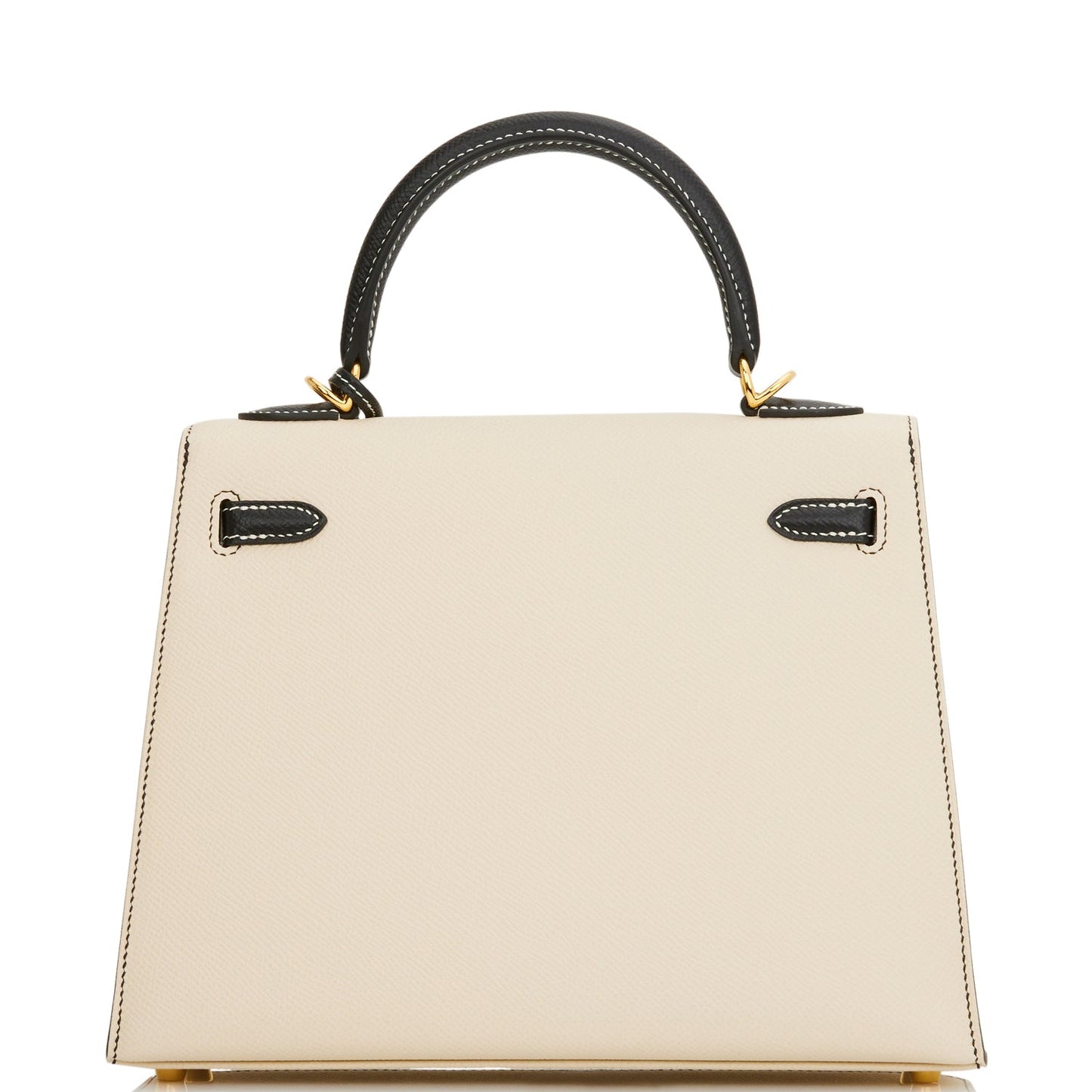 Hermes Kelly 25 Sellier Nata and Black Epsom Gold Hardware