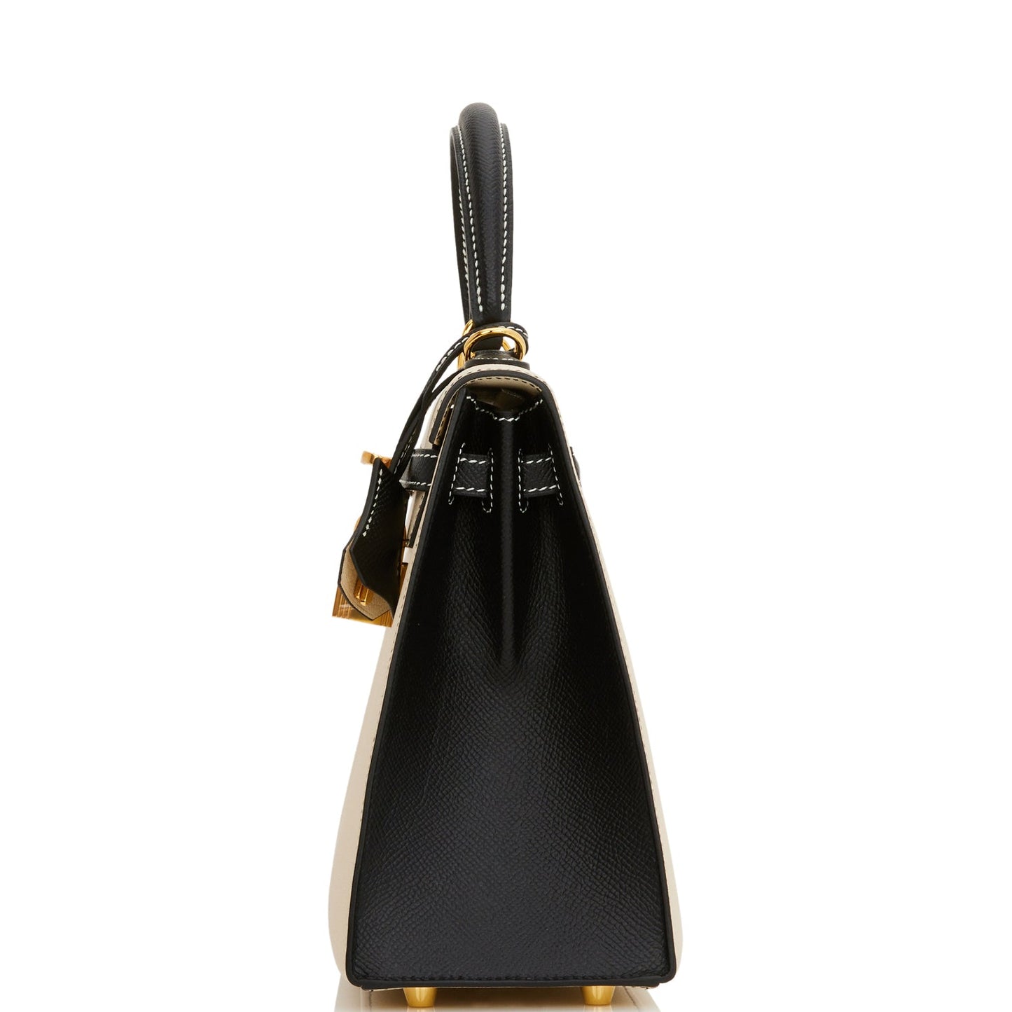 Hermes Kelly 25 Sellier Nata and Black Epsom Gold Hardware