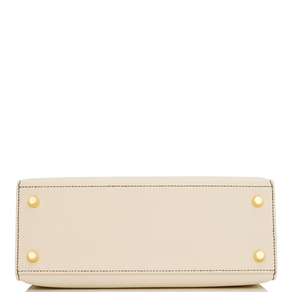 Hermes Kelly 25 Sellier Nata and Black Epsom Gold Hardware