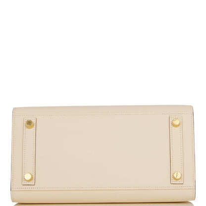 Hermes Birkin 25 Sellier Nata and Gold Epsom Brushed Gold Hardware