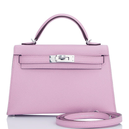 Hermes Kelly 20 Sellier Mauve Sylvestre Epsom Palladium Hardware