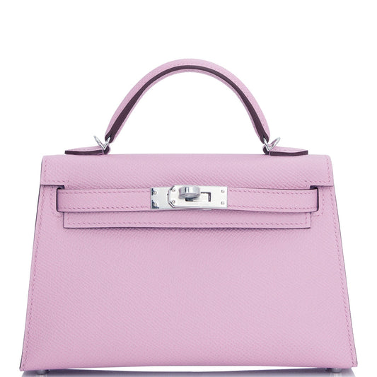 Hermes Kelly 20 Sellier Mauve Sylvestre Epsom Palladium Hardware