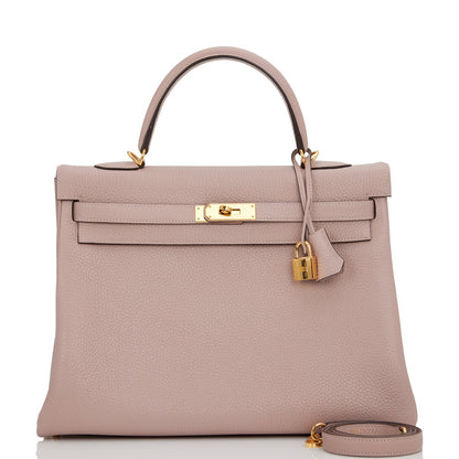 Hermes Kelly 32 Retourne Glycine Clemence Gold Hardware