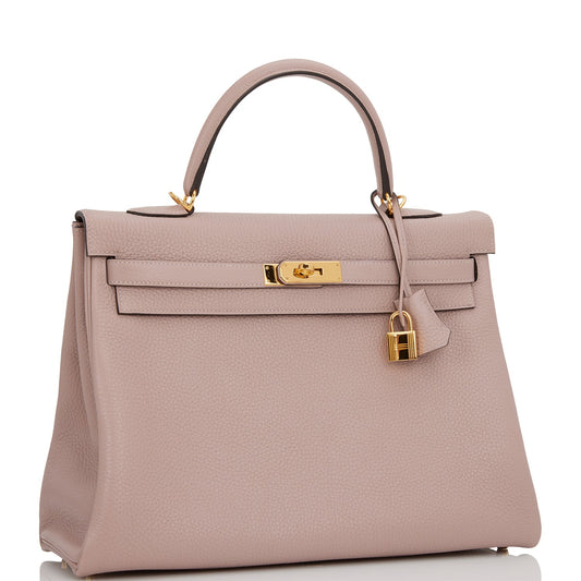 Hermes Kelly 32 Retourne Glycine Clemence Gold Hardware