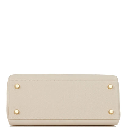 Hermes Kelly 25 Retourne Craie Togo Gold Hardware