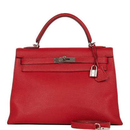 Hermes Kelly 32 Mou Vermillion Togo Palladium Hardware