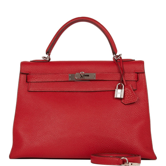 Hermes Kelly 32 Mou Vermillion Togo Palladium Hardware