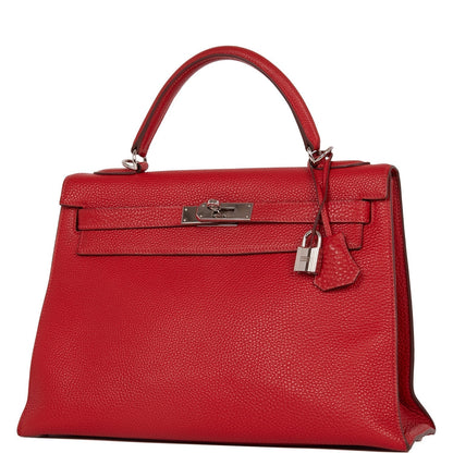 Hermes Kelly 32 Mou Vermillion Togo Palladium Hardware