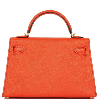 Hermes Kelly 20 Sellier Feu Chevre Gold Hardware