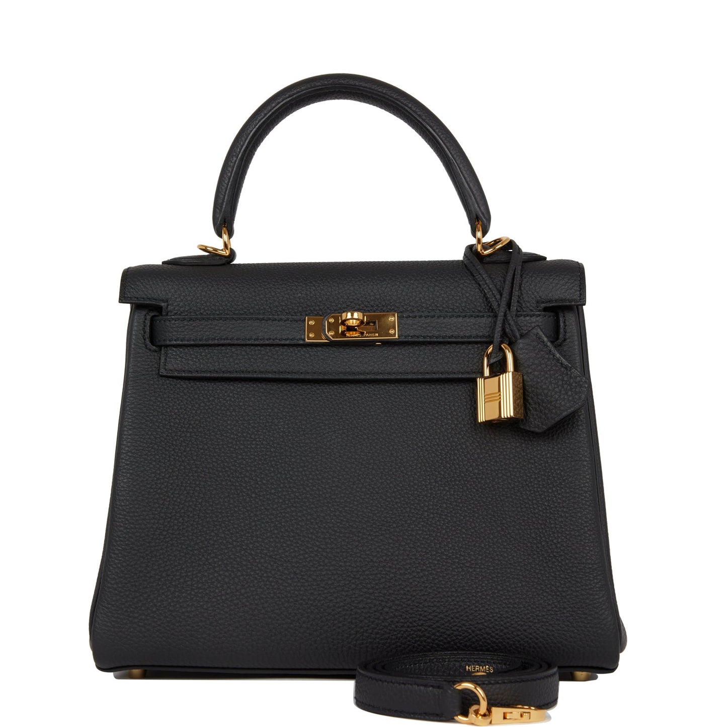 Hermes Kelly 25 Retourne Black Togo Gold Hardware
