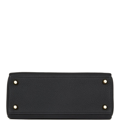 Hermes Kelly 25 Retourne Black Togo Gold Hardware