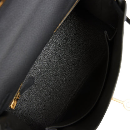 Hermes Kelly 25 Retourne Black Togo Gold Hardware