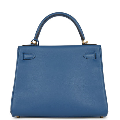 Hermes Kelly 28 Retourne Bleu Agate Evercolor Gold Hardware