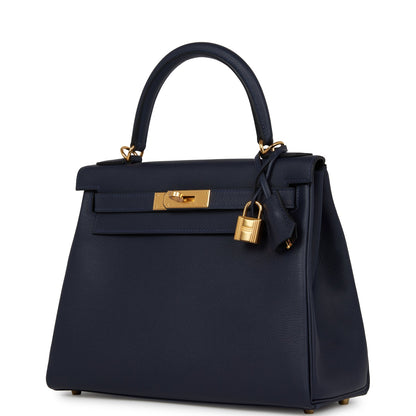 Hermes Kelly 28 Retourne Bleu Nuit Evercolor Gold Hardware