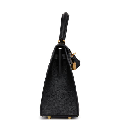 Hermes Kelly 25 Sellier Black Epsom Gold Hardware