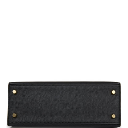 Hermes Kelly 25 Sellier Black Epsom Gold Hardware