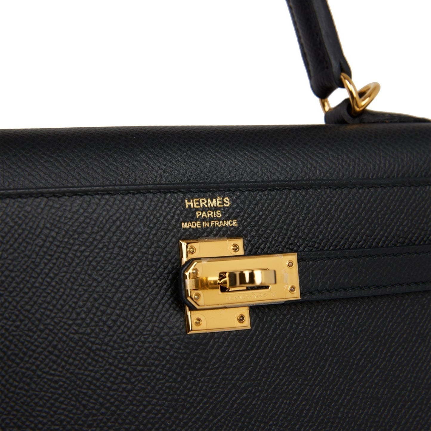 Hermes Kelly 25 Sellier Black Epsom Gold Hardware