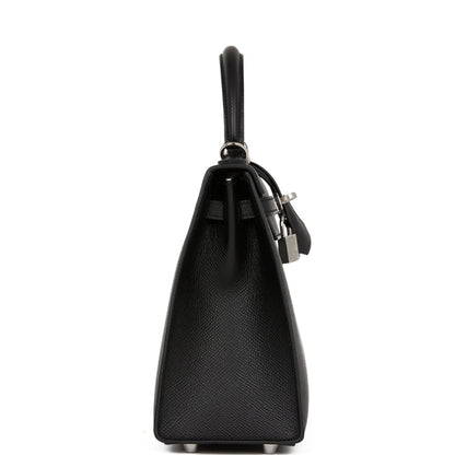 Hermes Kelly 25 Sellier Black Epsom Palladium Hardware