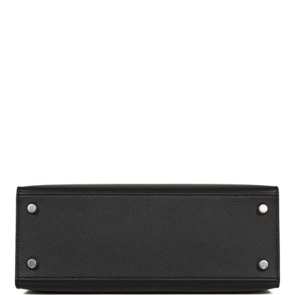 Hermes Kelly 25 Sellier Black Epsom Palladium Hardware