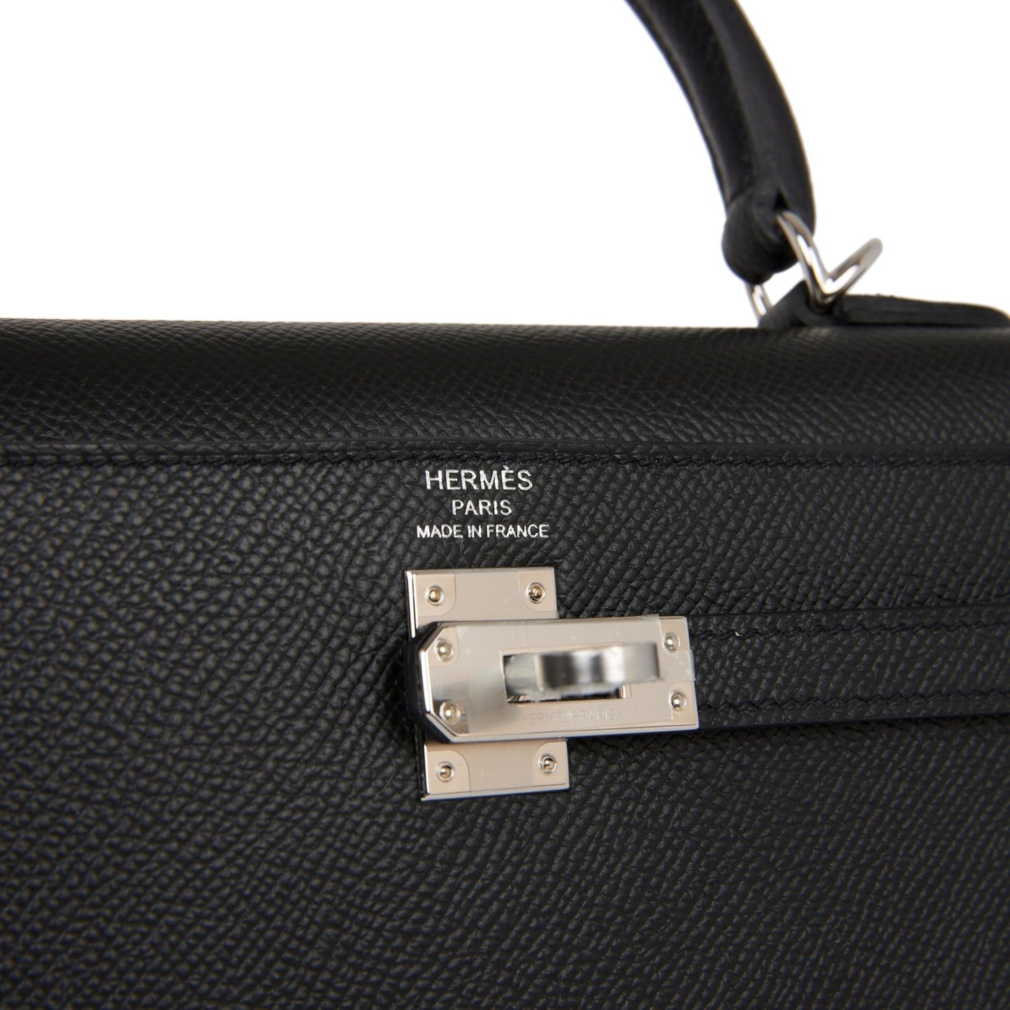 Hermes Kelly 25 Sellier Black Epsom Palladium Hardware