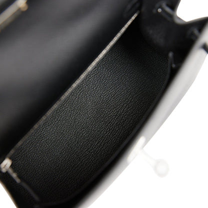 Hermes Kelly 25 Sellier Black Epsom Palladium Hardware