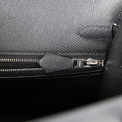 Hermes Kelly 25 Sellier Black Epsom Palladium Hardware