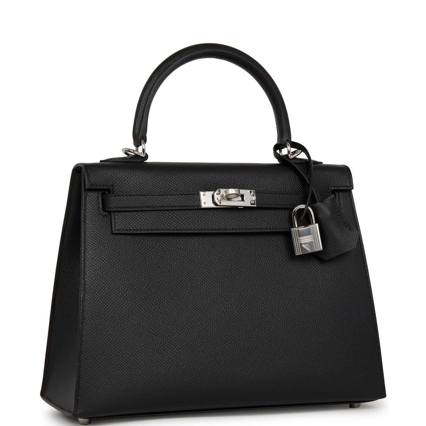 Hermes Kelly 25 Sellier Black Epsom Palladium Hardware