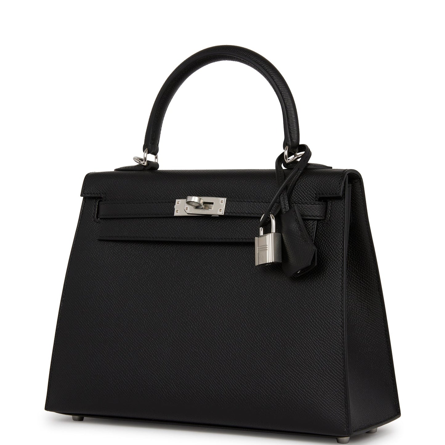 Hermes Kelly 25 Sellier Black Epsom Palladium Hardware