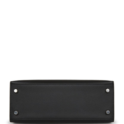 Hermes Kelly 25 Sellier Black Epsom Palladium Hardware