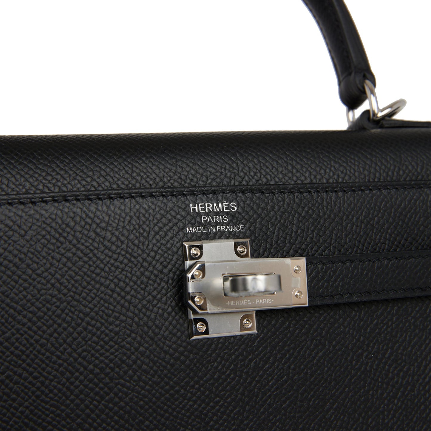Hermes Kelly 25 Sellier Black Epsom Palladium Hardware