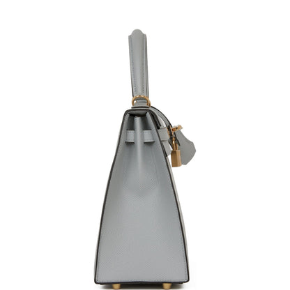 Hermes Kelly 25 Sellier Bleu Glacier Verso Epsom Permabrass Hardware