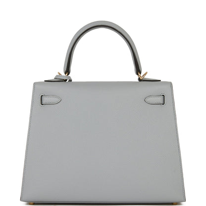 Hermes Kelly 25 Sellier Bleu Glacier Verso Epsom Permabrass Hardware