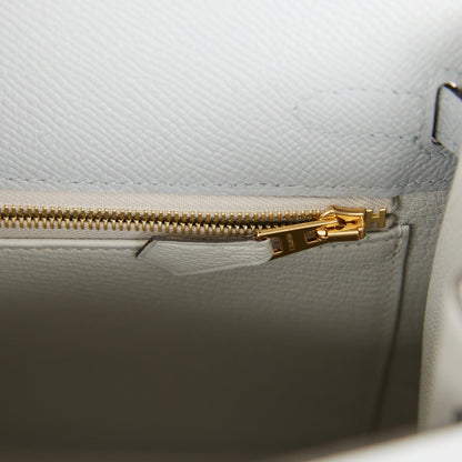 Hermes Kelly 25 Sellier Bleu Glacier Verso Epsom Permabrass Hardware