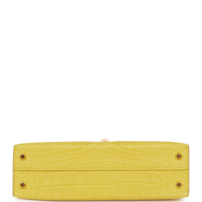 Hermes Kelly 20 Sellier Mimosa Matte Alligator Gold Hardware