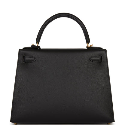 Hermes Kelly 28 Sellier Black Epsom Gold Hardware