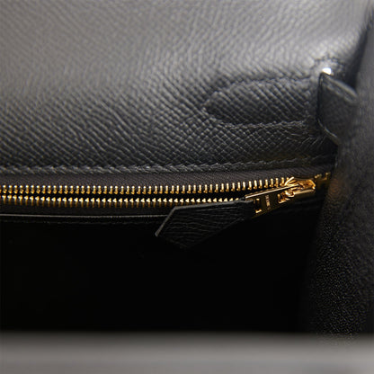 Hermes Kelly 28 Sellier Black Epsom Gold Hardware