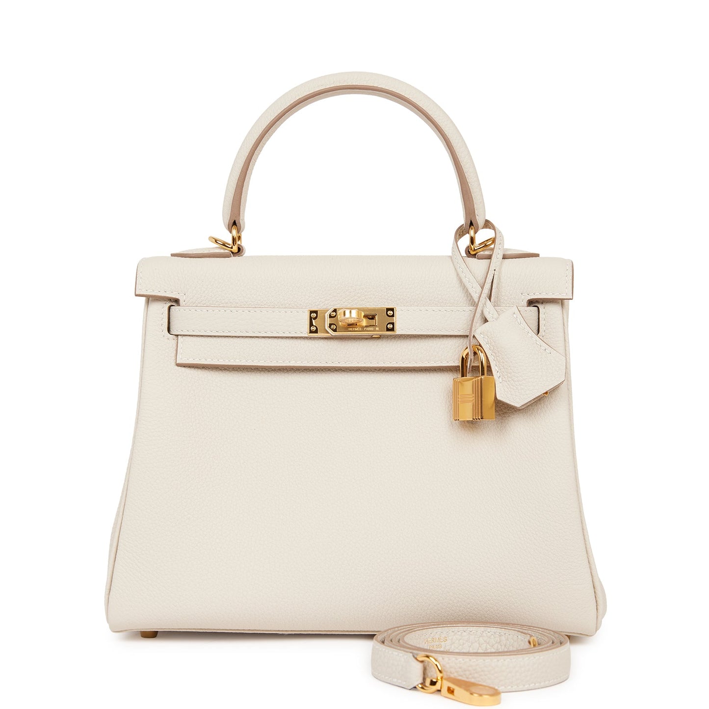 Hermes Kelly 25 Retourne Craie Togo Gold Hardware