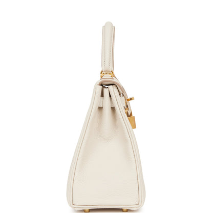 Hermes Kelly 25 Retourne Craie Togo Gold Hardware