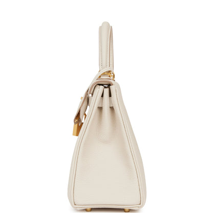 Hermes Kelly 25 Retourne Craie Togo Gold Hardware