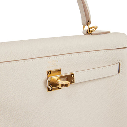 Hermes Kelly 25 Retourne Craie Togo Gold Hardware